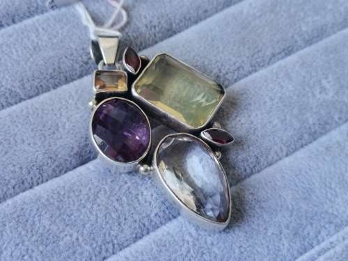 Discount!! Silver Multi-Gemstone Pendant
