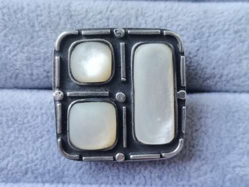 Discount!! Big Adjustable Silver Pearl Ring