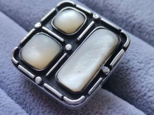 Discount!! Big Adjustable Silver Pearl Ring