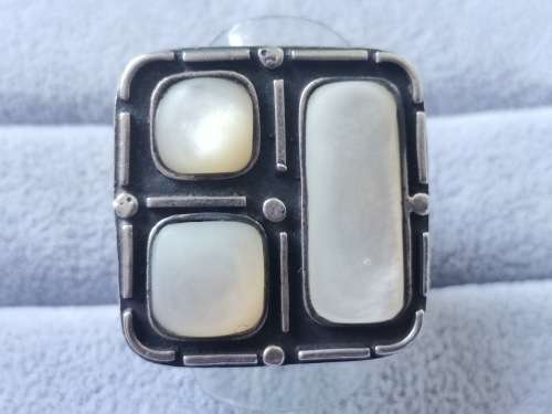 Discount!! Big Adjustable Silver Pearl Ring
