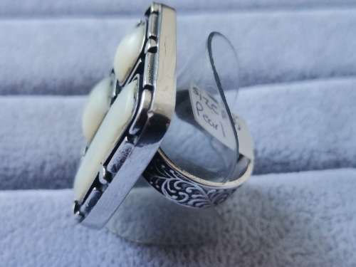 Discount!! Big Adjustable Silver Pearl Ring