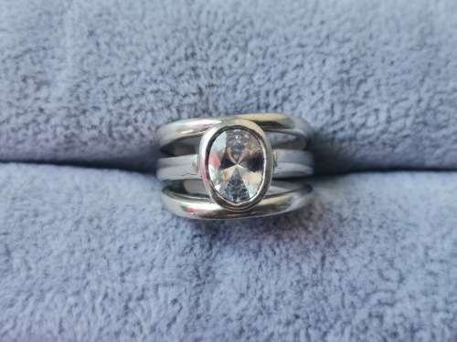 Discount!! Silver Solitaire Ring