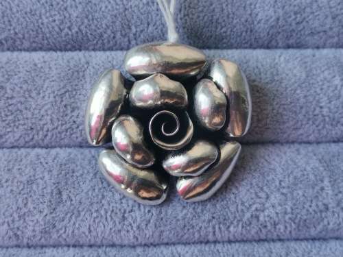 Discount!! Bulky Silver Rose Pendant