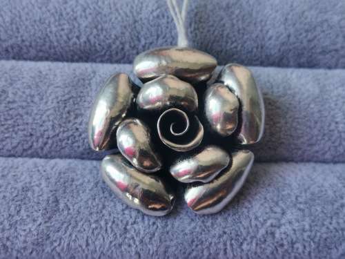 Discount!! Bulky Silver Rose Pendant