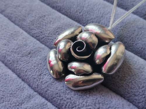 Discount!! Bulky Silver Rose Pendant