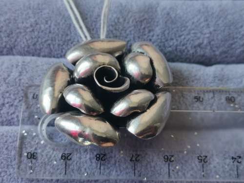 Discount!! Bulky Silver Rose Pendant