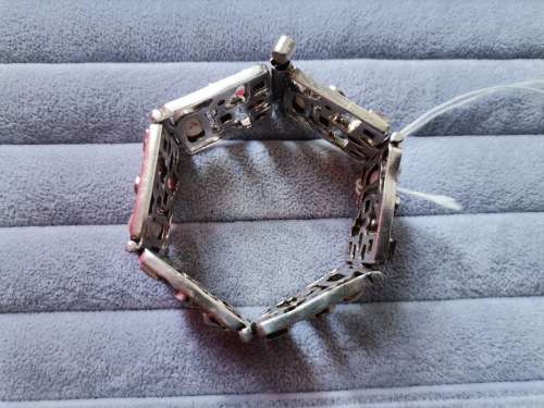 Discount!! Chunky Silver Pearl and Garnet Bracelet