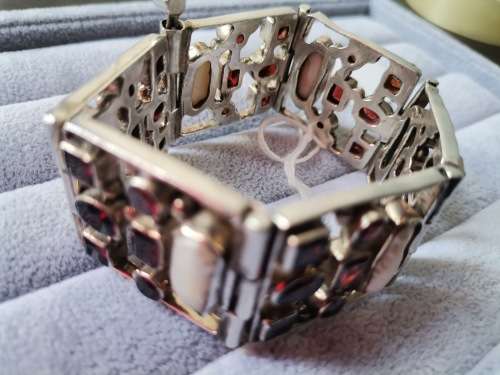 Discount!! Chunky Silver Pearl and Garnet Bracelet
