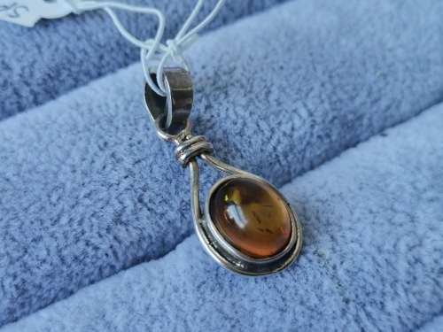 Discount!! Silver Amber Pendant