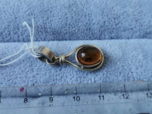 Discount!! Silver Amber Pendant