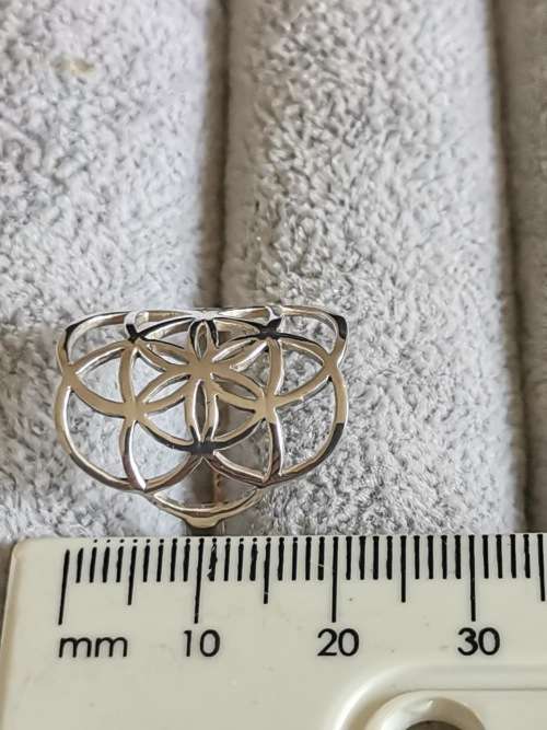Silver Flower of Life Ring
