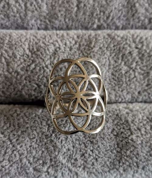 Silver Flower of Life Ring