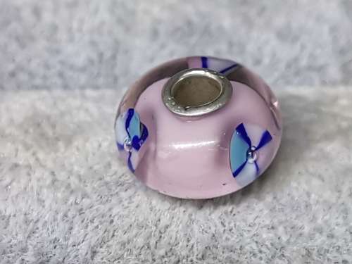 Silver Flower Glass Bead Charm