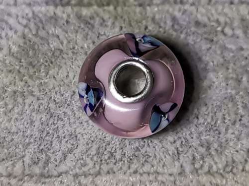 Silver Flower Glass Bead Charm