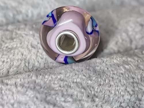 Silver Flower Glass Bead Charm