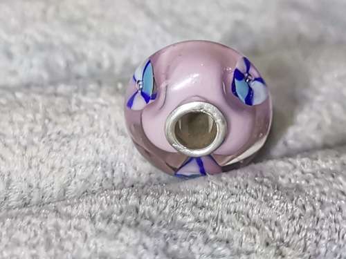 Silver Flower Glass Bead Charm