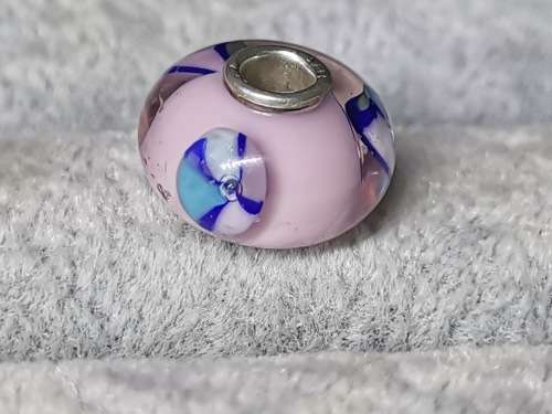 Silver Flower Glass Bead Charm