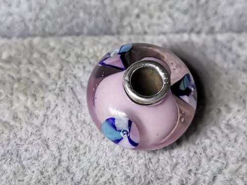 Silver Flower Glass Bead Charm