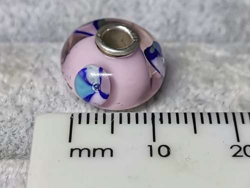 Silver Flower Glass Bead Charm