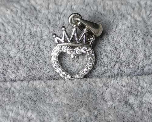 Silver Heart Crown Pendant