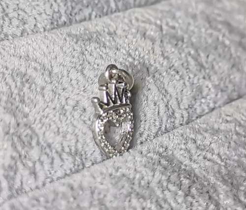 Silver Heart Crown Pendant