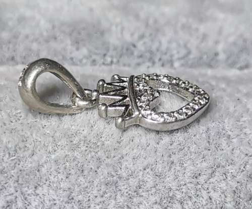 Silver Heart Crown Pendant