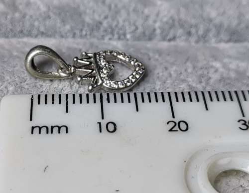 Silver Heart Crown Pendant