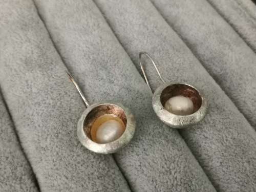 Discount!!! Unique Silver Pearl Earrings