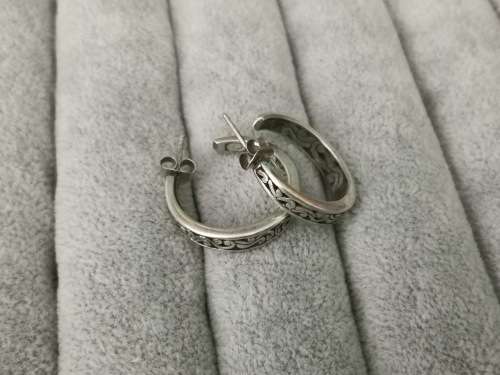 Discount!!! Detailed Silver Hoop Earrings