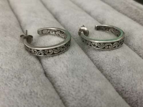 Discount!!! Detailed Silver Hoop Earrings