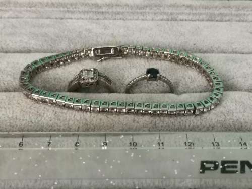 Sterling Silver Rings and Bracelet