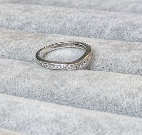 Curved Silver Half-Eternity Ring