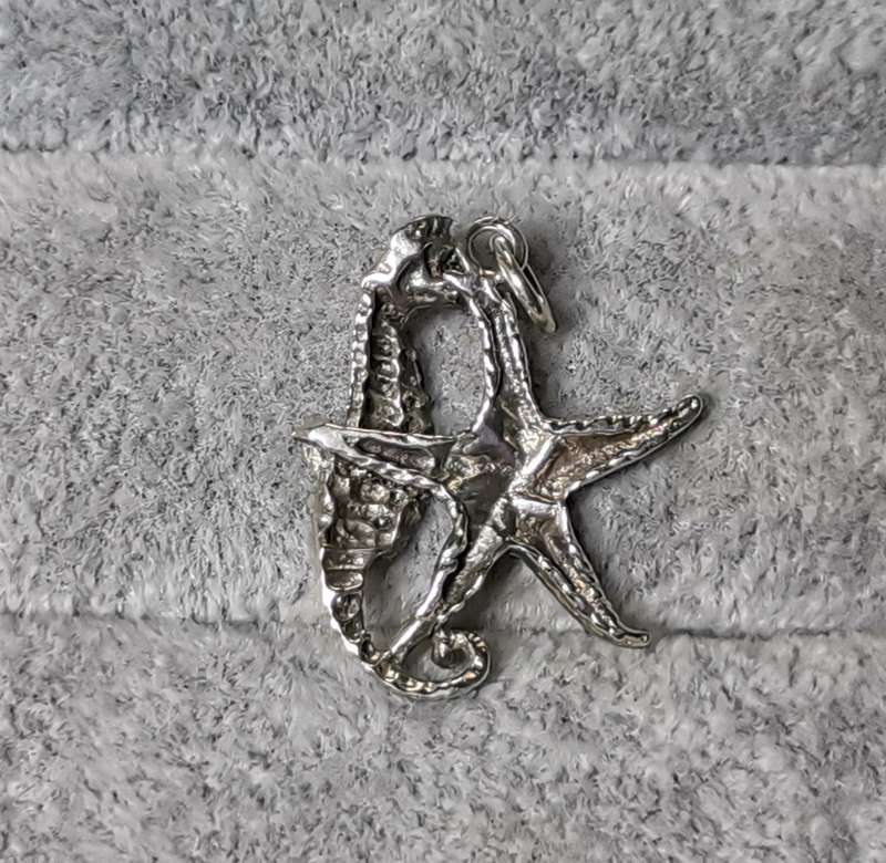 Silver Starfish and Seahorse Pendant