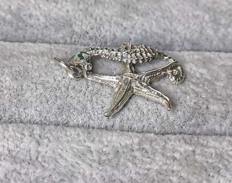 Silver Starfish and Seahorse Pendant