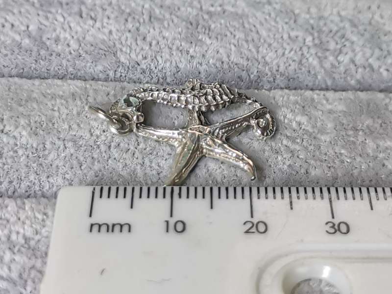 Silver Starfish and Seahorse Pendant