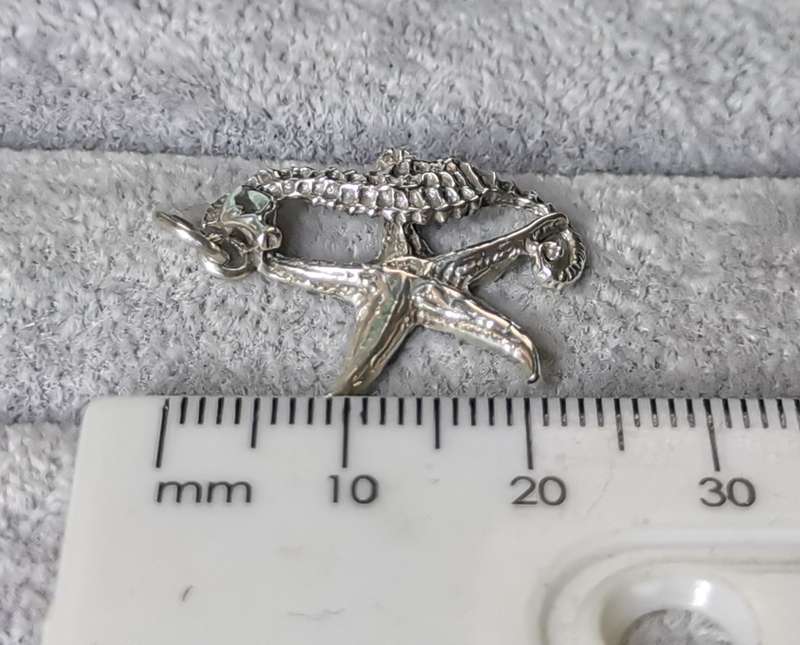 Silver Starfish and Seahorse Pendant