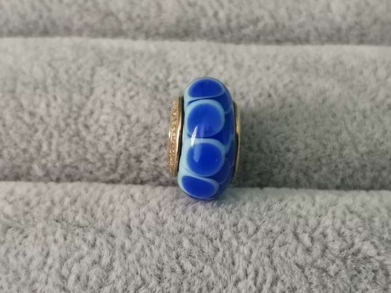 Gold Pandora Blue Petals Charm