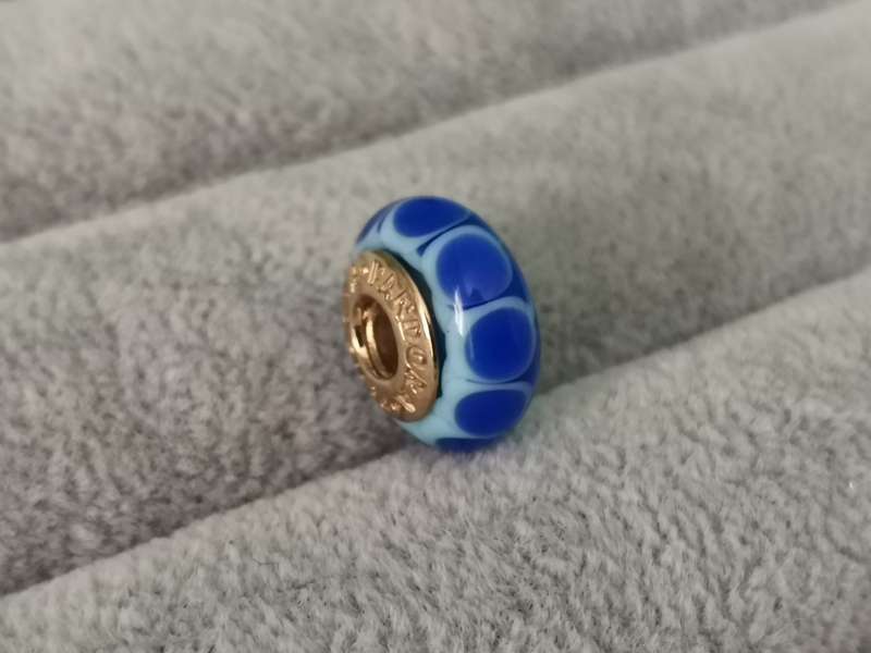 Gold Pandora Blue Petals Charm