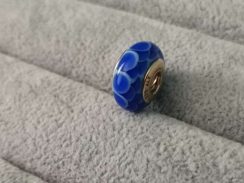 Gold Pandora Blue Petals Charm