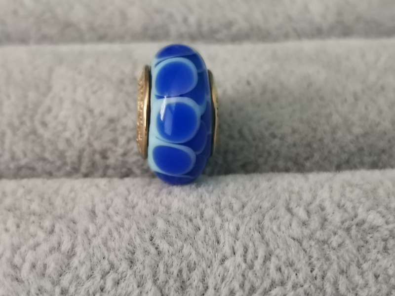 Gold Pandora Blue Petals Charm