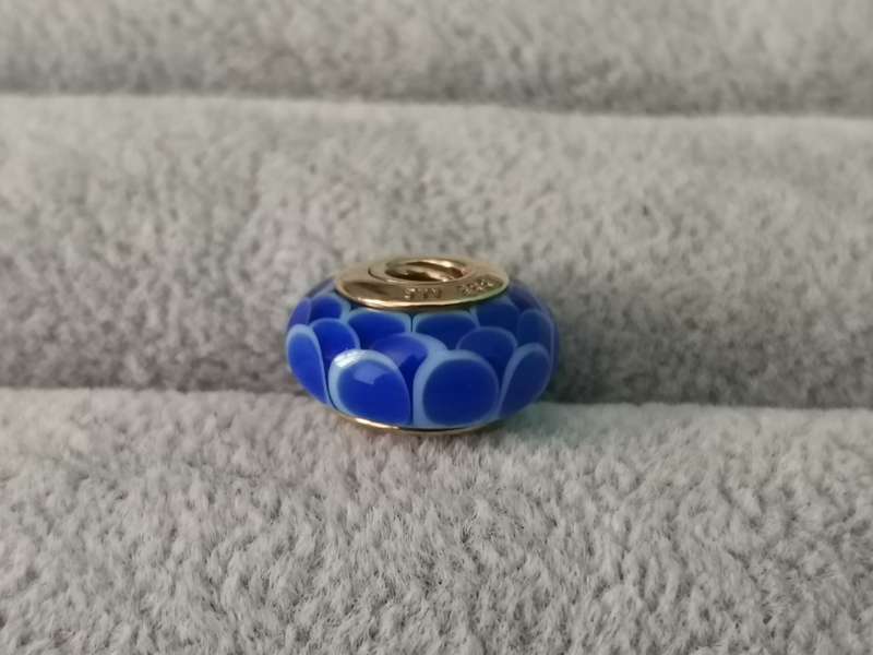 Gold Pandora Blue Petals Charm