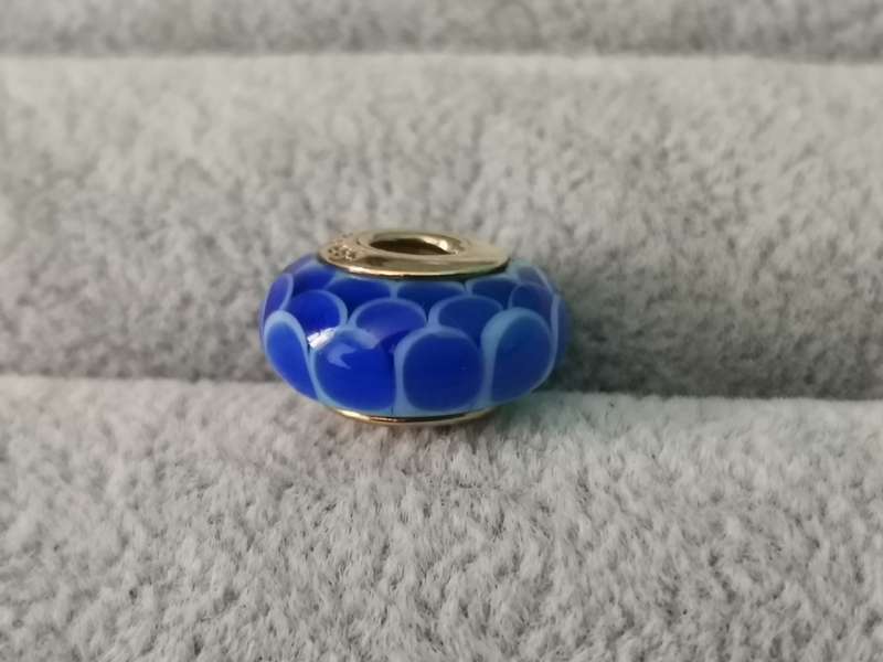 Gold Pandora Blue Petals Charm