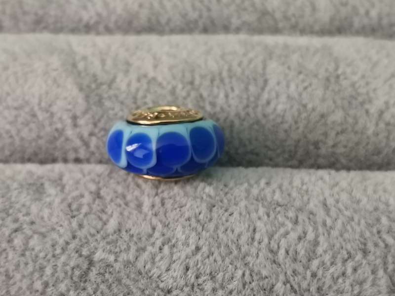 Gold Pandora Blue Petals Charm