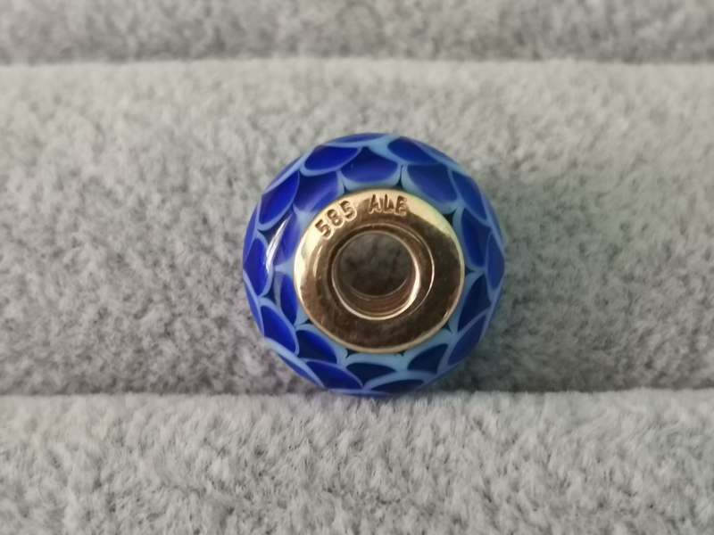 Gold Pandora Blue Petals Charm