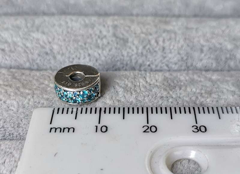 Silver Pandora Teal Pave Charm