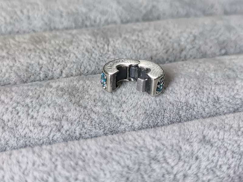 Silver Pandora Teal Pave Charm