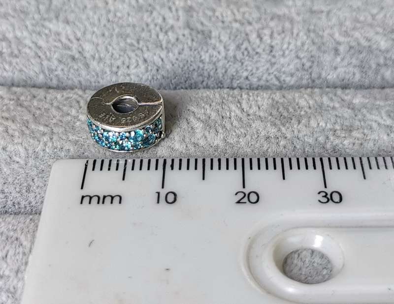 Silver Pandora Teal Pave Charm