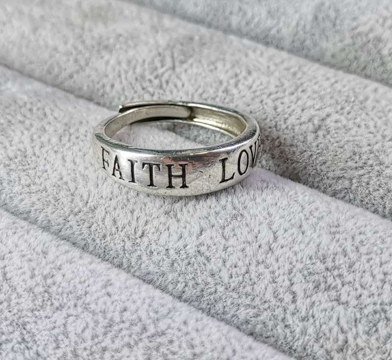 Silver Faith and Love Ring