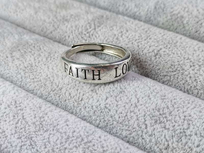 Silver Faith and Love Ring