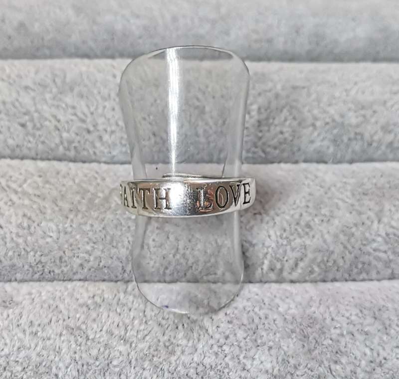 Silver Faith and Love Ring